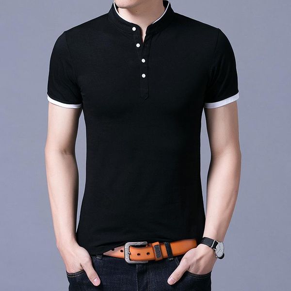 

men's t-shirts mrmt 2021 brand t shirts young short sleeve t-shirt stand collar solid color 95 cotton slim, White;black