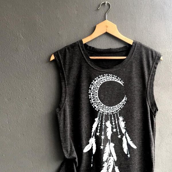 

print vest casual loose women camis sleeveless sport pullover tunic short dreamcatcher 50, White