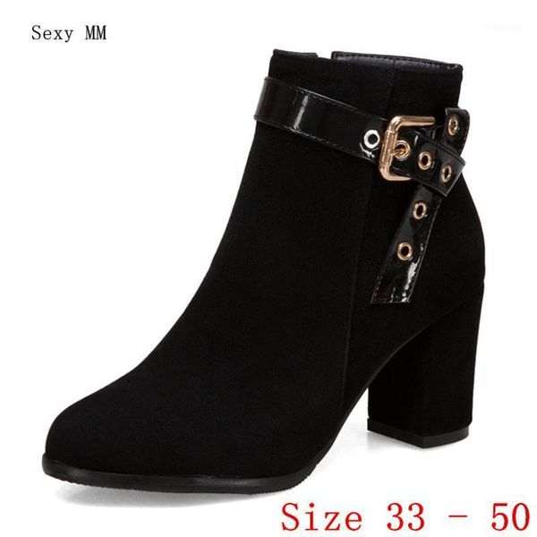 

boots spring autumn high heels women ankle woman short heel shoes plus size 33 - 40 41 42 43 44 45 46 47 48 49 501, Black