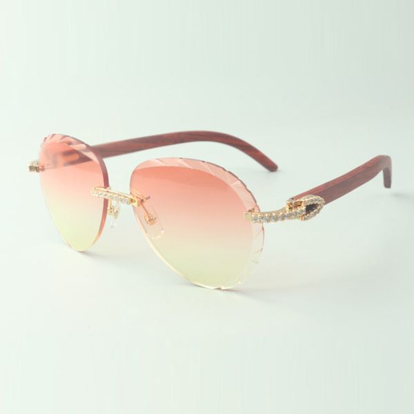

2022 classic medium diamond sunglasses 3524027 with natural original wood arms glasses, direct sales, size: 18-135 mm, White;black