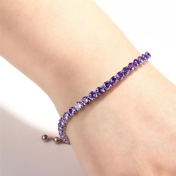

charm bracelets gold/silver iced out 1 row rhinestones chain bling pink crystal bracelet women 10 colors drop, Golden;silver