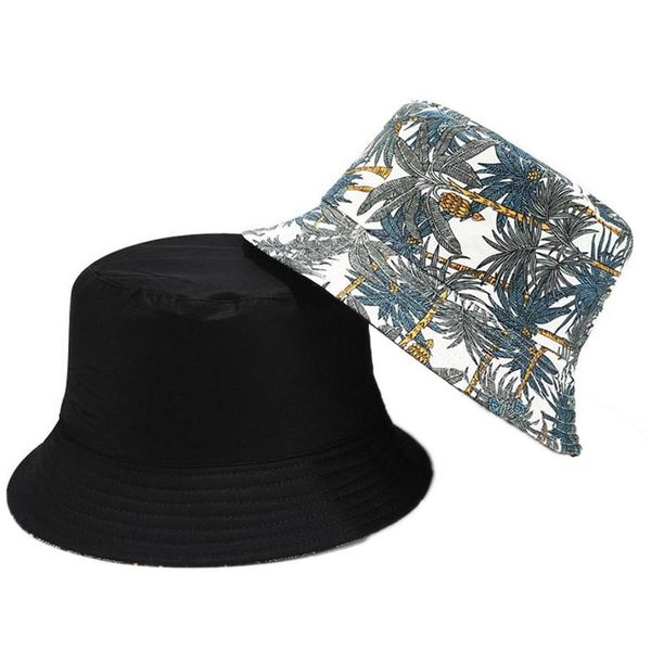 

cloches cotton double sided cartoon graffiti bucket hat fisherman outdoor travel sun cap hats for men women, Blue;gray