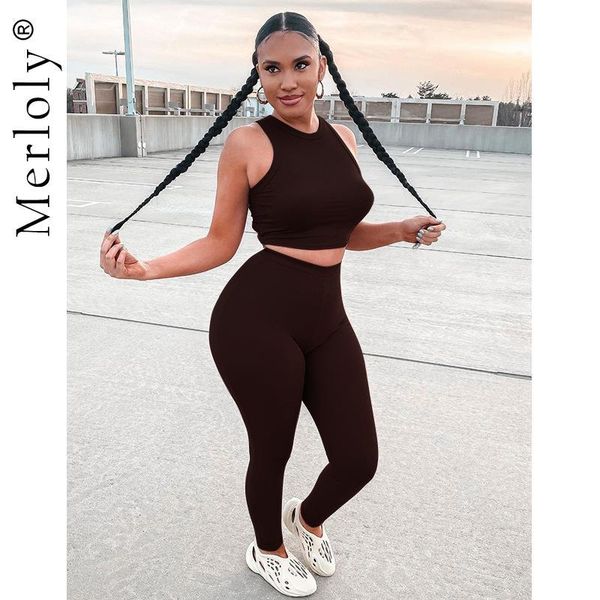

women's two piece pants pieces set women ribbed tracksuits sleeveless tank sporty bustier stretchy leggings 2021 summer casual clothes, White