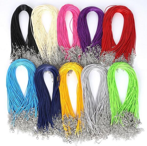 2MM 45CM Collane in pelle di cera di serpente colorato Cord String Rope Wire Extender Catena Moda Risultati gioielli fai da te All'ingrosso