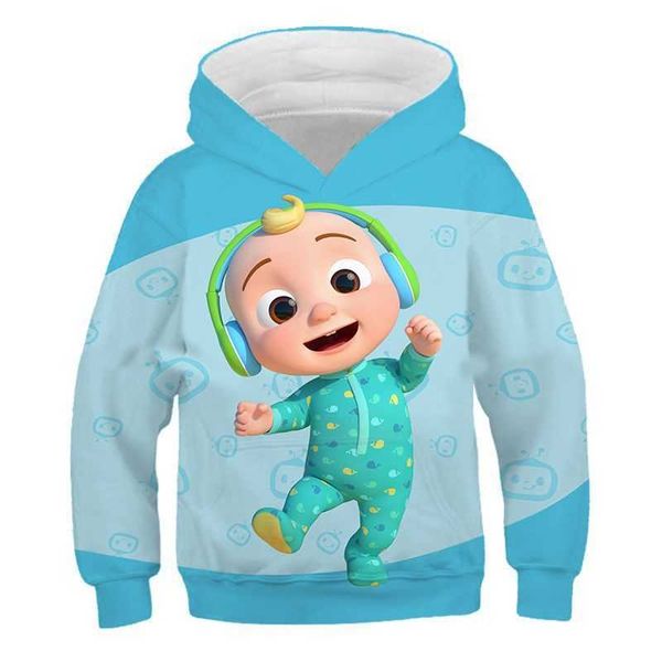 

4-14y kids boys girls cartoon hoodies tiktok cocomelon jj family long sleeve hooded sweater sweat shirt autumn sports outdoor casual pullove, Black