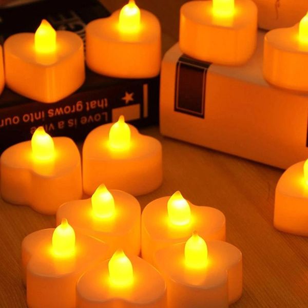 

candles n7mb 6pcs heart shape led tealight battery operated love candle electric tea lights for valentine's day wedding table