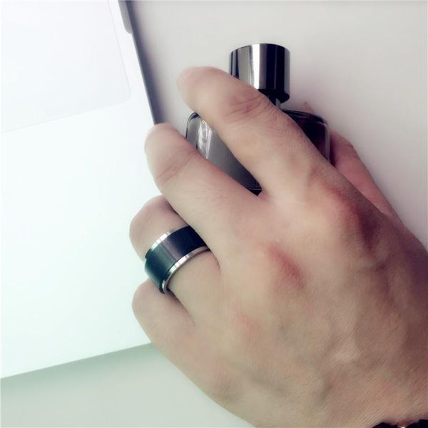

cluster rings moredear 12mm men's 316 stainless steel rolling ring titanium engagement, Golden;silver