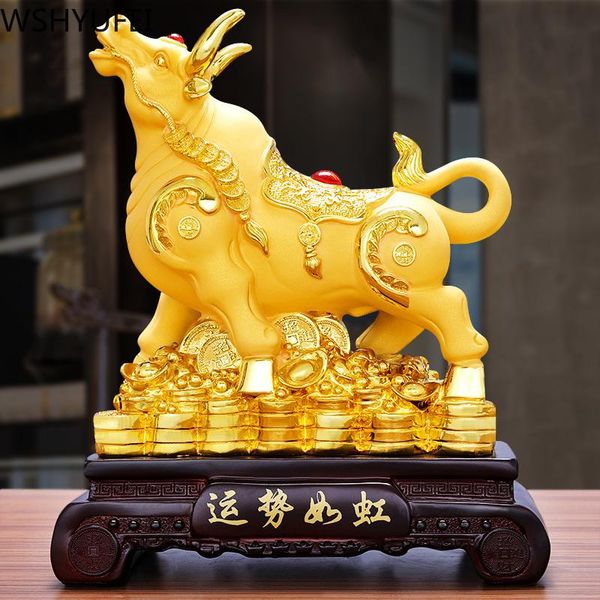 

chinese style fengshui golden lucky money cattle statue home decor living room decorations entrance ornament birthday present decorative obj
