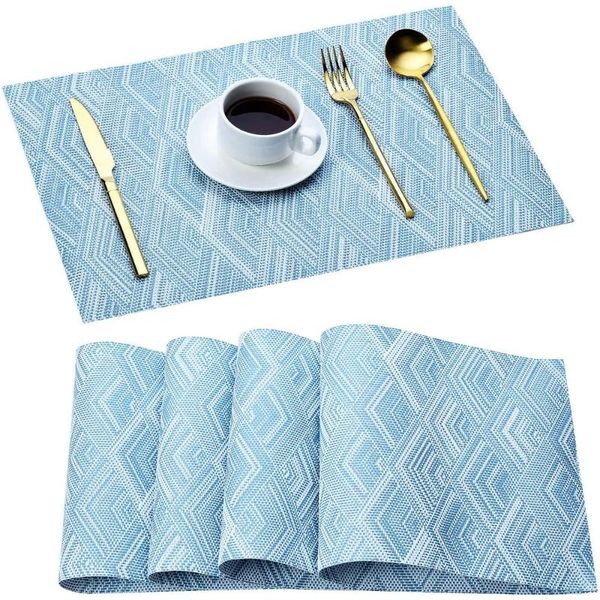 

mats & pads 1pc placemat table mat tableware pad pvc waterproof heat insulation non-slip soft black brown washable bowl