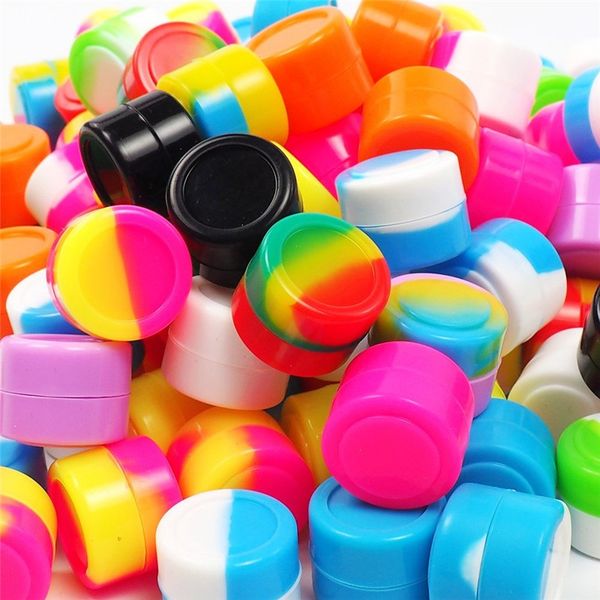 

mini 5ml silicone container wax jars round non-stick storage box case for liquid oil
