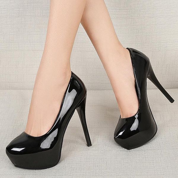 

dress shoes women stiletto heels female high platform pumps party wedding, Black