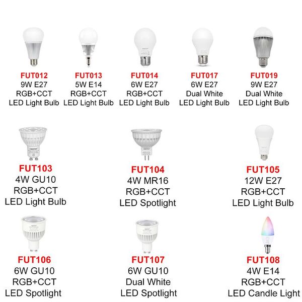 

bulbs miboxer led lights candle bulb spotlight 4w/5w/6w/9w/12w e14 e27 gu10 mr16 rgb+cct dual white ac100~240v