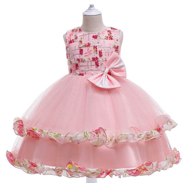 

girls dresses kids clothes children clothing summer lace wedding beauty princess flower pageant dress ball gown b8241, Red;yellow