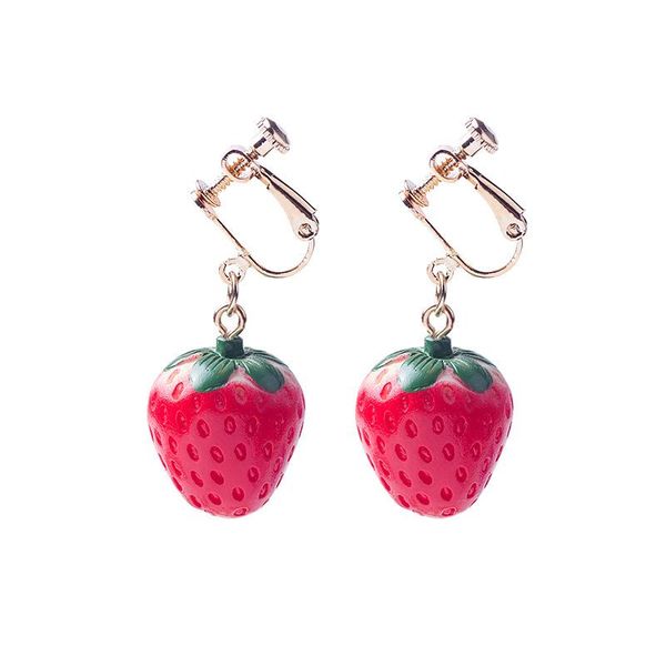 

clip-on & screw back sweet strawberry clip earrings women fashion beach style brand jewelry female accessories, Silver