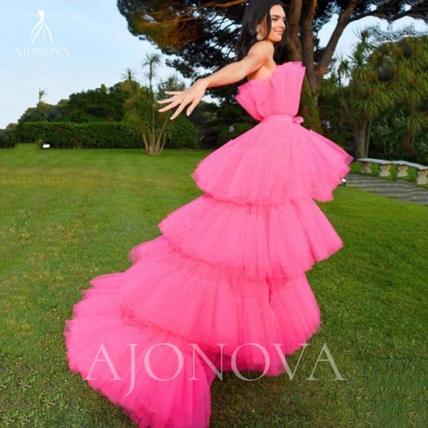 

party dresses rose tulle elegant woman dress strapless for women high-low evening gown special occasion night, White;black