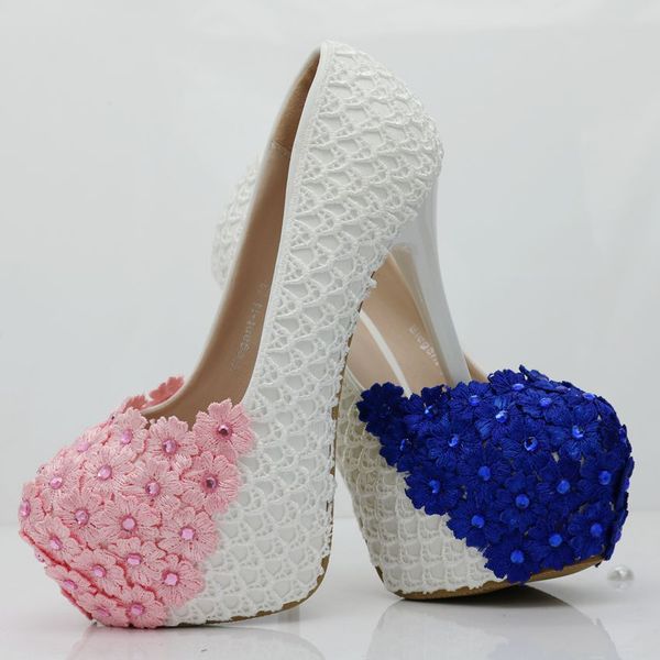 

white lace sequin fishing net women's wedding shoes waterproof platform high heel, Black