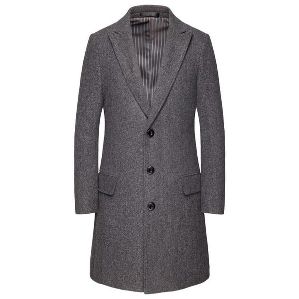 

men's wool & blends casual trench coat fashion business long slim overcoat jacket outwear sections coats soild color overcoats9.25, Black