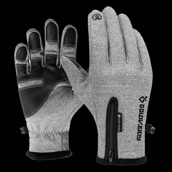 

sports gloves winter anti slip windproof thermal warm touchscreen glove breathable men women black zipper