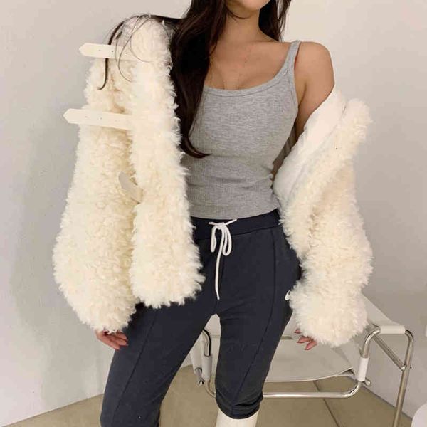 

women's fur & faux galcaur korean fashion winter coat for women hooded collar long sleeve solid minimalist cotton coats female clothing, Black