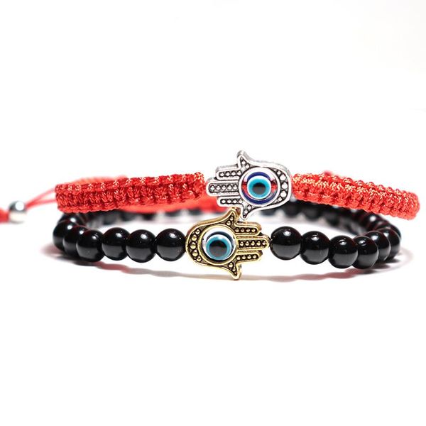 

charm bracelets 2 style handmade red rope evil eye couple bracelet charms turkish fatima hamsa lovers relationship braclet for women men bra, Golden;silver