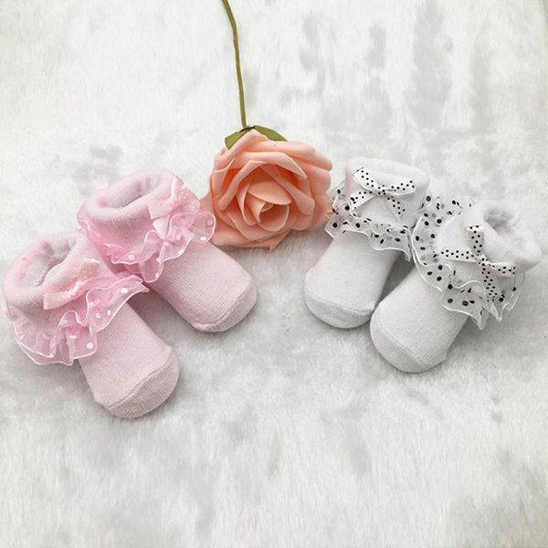 

socks 1pc infant born toddler baby girls cotton sock children princess bowknot lace flowers short ruffle ankle, Pink;yellow