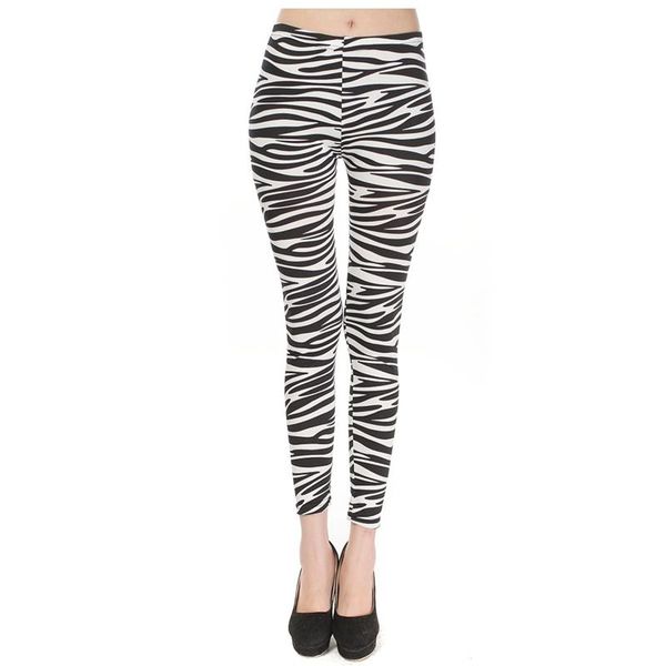 

women's leggings woman fashion leopard print trending zebra striped milk silk cropped pant female breathable sweatpant, Black