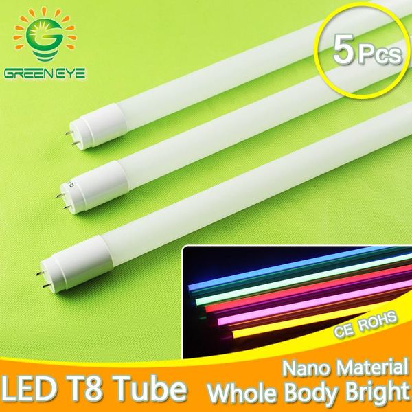 

5pcs ultra bright t8 led tube light 220v 110v 60cm 600mm 10w integrated driver fluorescent lamp bulb neon cold warm white bulbs