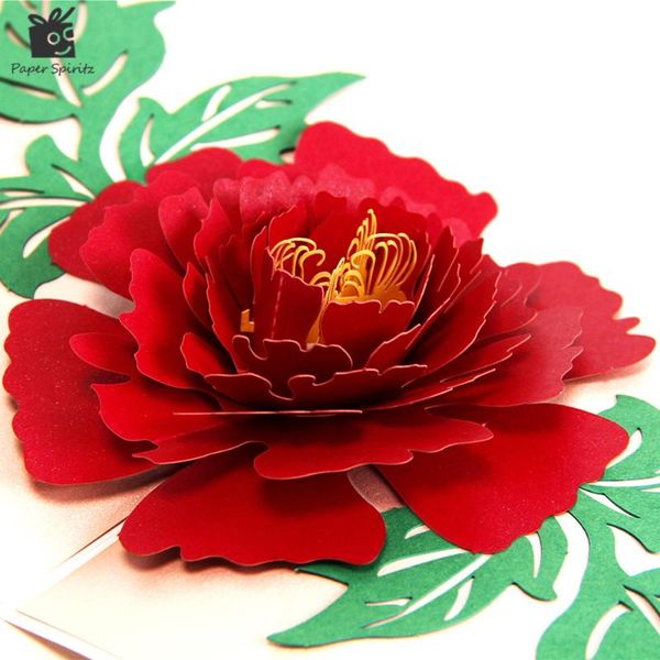 

greeting cards 3d up gift postcards birthday wedding invitation handmade thanksgiving day thank you blank peony