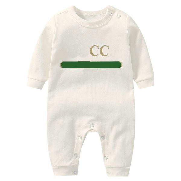 Auf Lager neugeborene Kinder Strampler Baby Jungen Mädchen Modedesigner Druck Luxus reine Baumwolle Langarm Overall G007