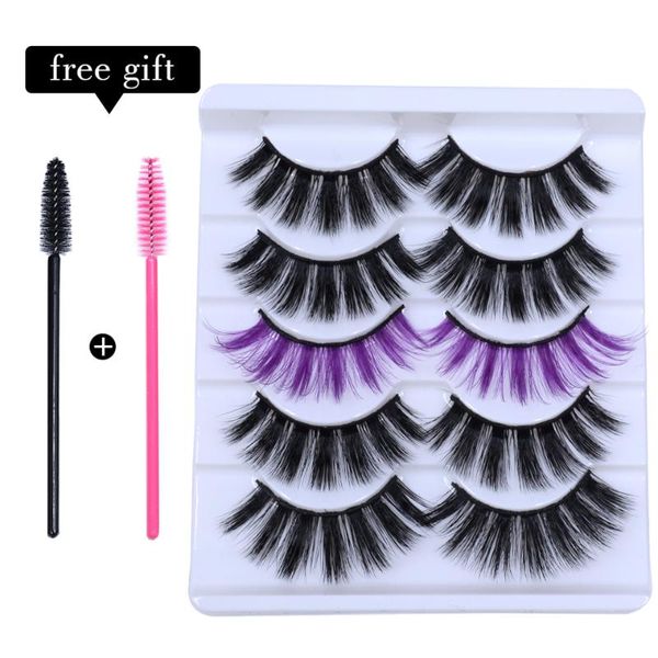 

5pairs faux mink silk eyelashes in bulk mix eye lashes vegan strip for doll makeup tools false
