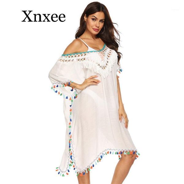 

white bikini tassel tunic beach coverups for women dress summer swimsuit cover up dresses fringe beachwear women's swimwear, White;black
