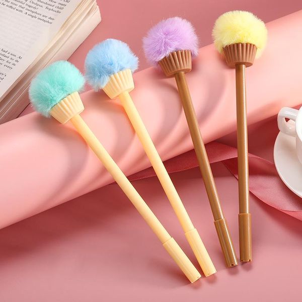 

pcs/lot kawaii cone hairball gel pen cute 0.5 mm black ink signature office school writing supplies stationery gift pens