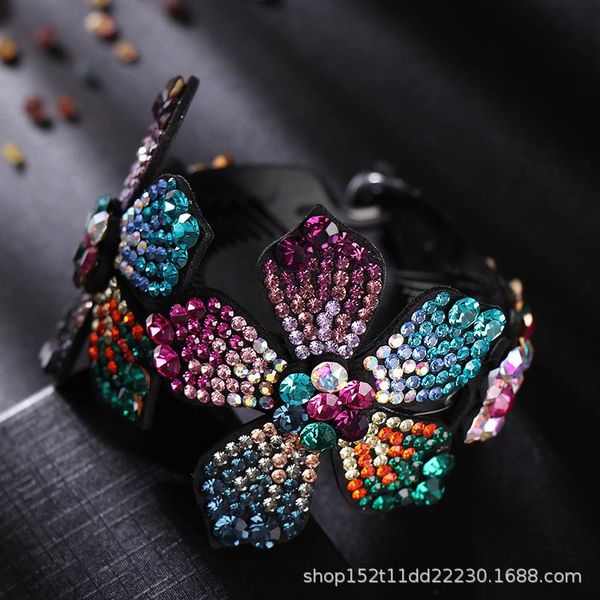 

hair clips & barrettes ball clip female rhinestone flower bud decoration dish artifact horsetail buckle headflower hairpin twist, Golden;silver