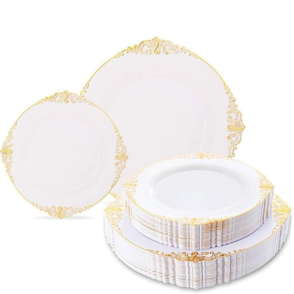 

disposable dinnerware 10 pieces of 7.5 inch 10.25 dinner plate baroque plastic outdoor birthday wedding tableware supplies