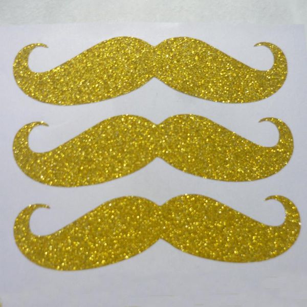 

mustache gold glitter sticker for envelope seals wall gift wrap