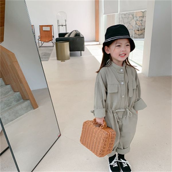 

childrens tooling jumpsuit 2022 new style pure cotton comfortable casual fashion popular loose cute kids 1-7y, White