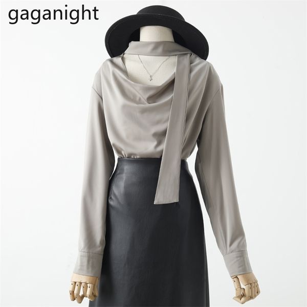 

chiffon women blouse spring solid elegant ol long sleeve loose fashion shirts female blusas 210601, White