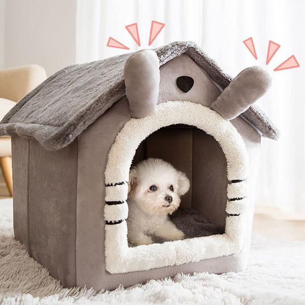 

cat beds & furniture foldable deep sleep pet house indoor winter warm cozy kennel tent chihuahua nest cushion removable products basket
