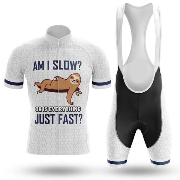 

am i slow v3 men's cycling jersey set summer clothing road bike shirts suit bicycle bib shorts mtb wear maillot ropa racing sets, Black;blue