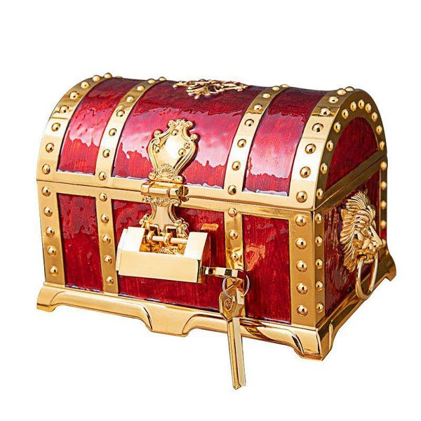 

jewelry pouches, bags luxury metal retro box storage organizer case with lock nordic vintage gold multi layer decor gift, Pink;blue
