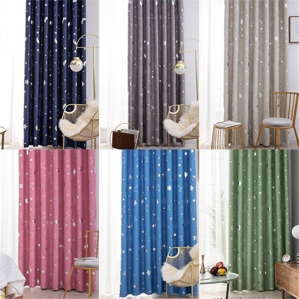 

star and moon full blackout bedroom living room curtain heat insulation light blocking cloth & drapes