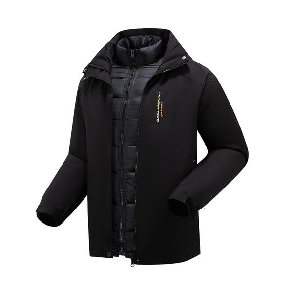 

autumn and winter down cotton stormsuit men's women's black three in one thickened two-piece windproof, waterproof breathable, Black;brown