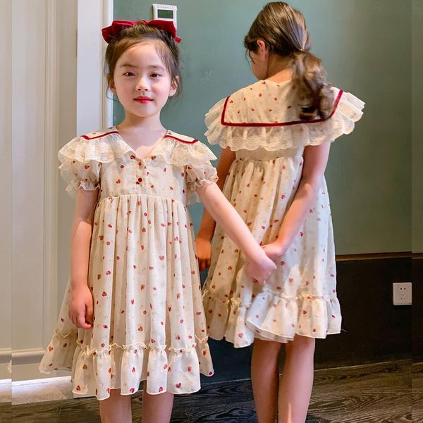 

girl's dresses girls dress 2021 summer style foreign chiffon lace princess girl casual children clothing vestidos 2-8 years old, Red;yellow