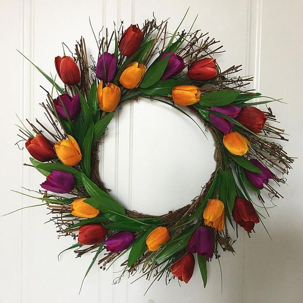 

artificial flower garland rattan ring ornaments simulation long leaf wreath wall hanging ornament wedding deco spring party decorative flowe