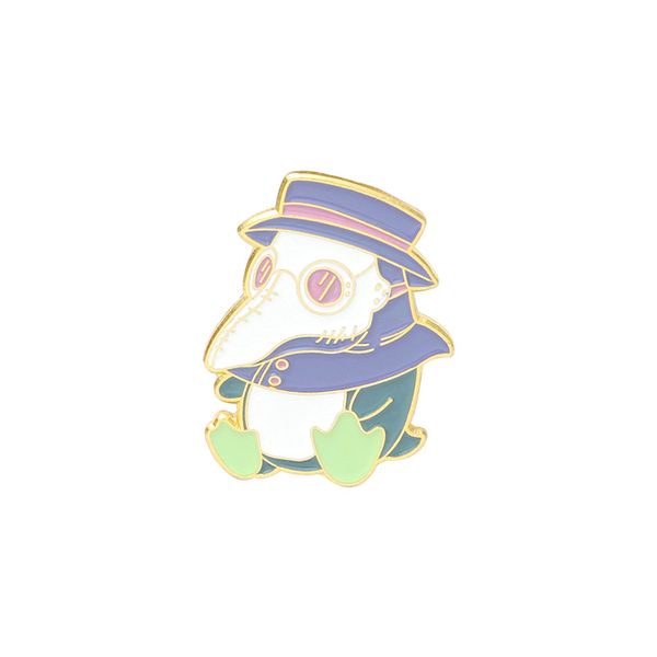 

european cartoon animal brooches set 5pcs beak mask doctor enamel paint badges alloy lapel pin denim shirt fashion jewelry gift bag hat acce, Gray