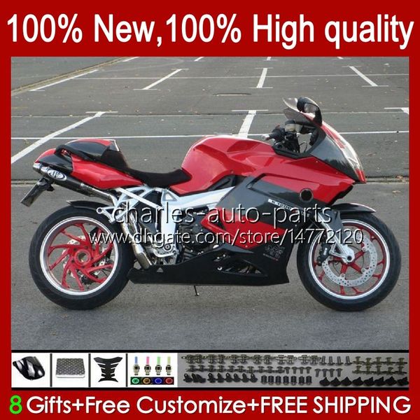 Red Black Feeterias + Capa de Tanque para BMW K1200 K 1200 S 1200S K1200S 05 06 07 08 09 10 Bodywork 28No.6 K-1200S 2005 2006 2007 2009 2010 K1200-S 05-10 Bodys