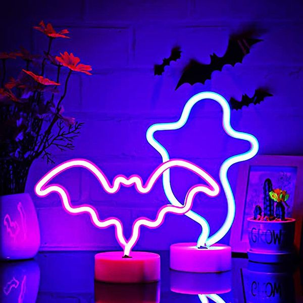 

strings halloween decoration led ghost pumpkin bat neon lights wall decor lamps for kids living room wedding night