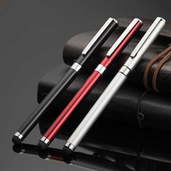 

office pen commercial metal ballpoint gift stationery core automatic roller ball for school 0.5mm refill ink blue pens, Blue;orange