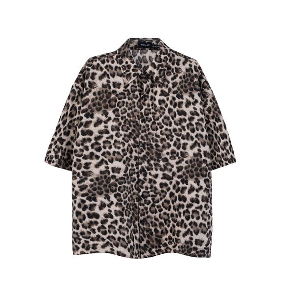 

high street leopard print shirt short sleeve shirts for men, White;black