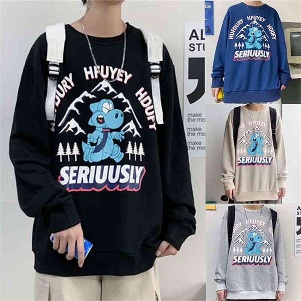 

hoodies & sweatshirts sweater men's autumn fashion dinosaur printed round neck long sleeve pullover zns0, Black